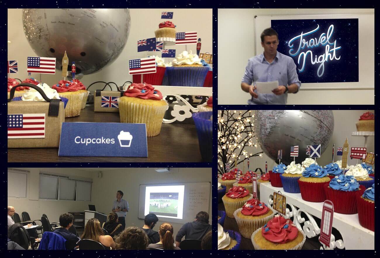 travel night, total english, coversacao em ingles, cliente produza